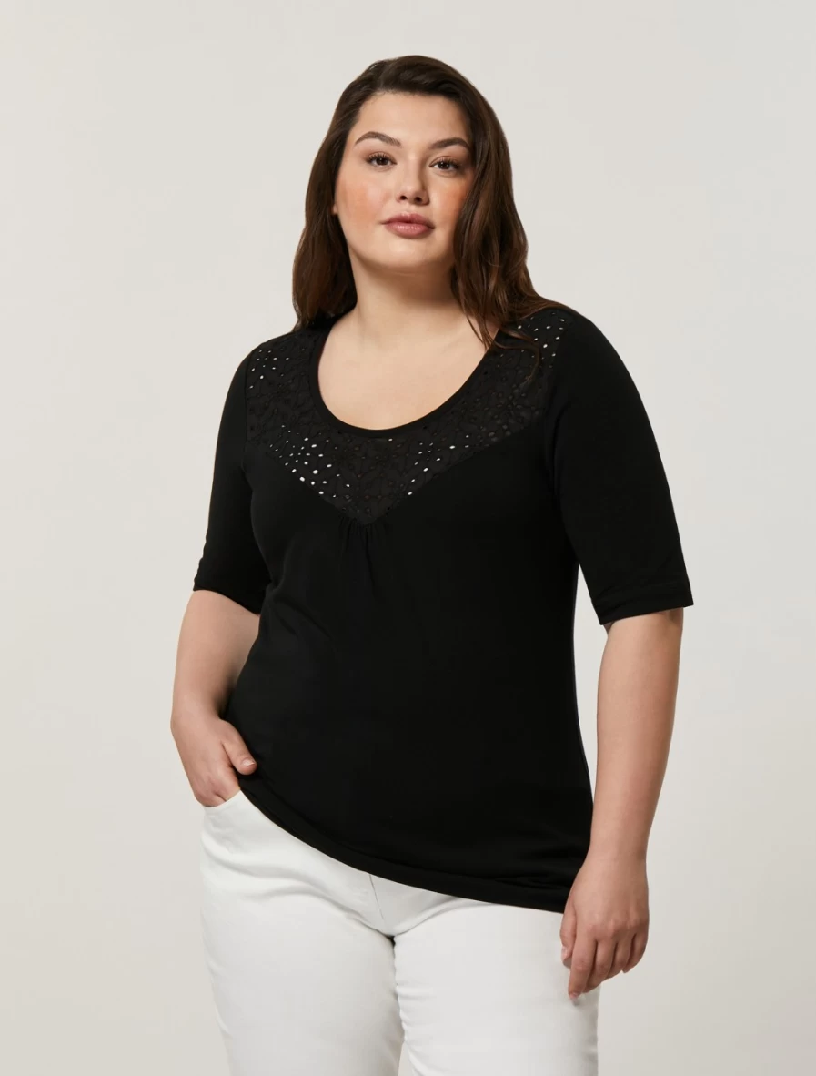 Marina Rinaldi Women's Black St. Gallen And Jersey T-Shirt