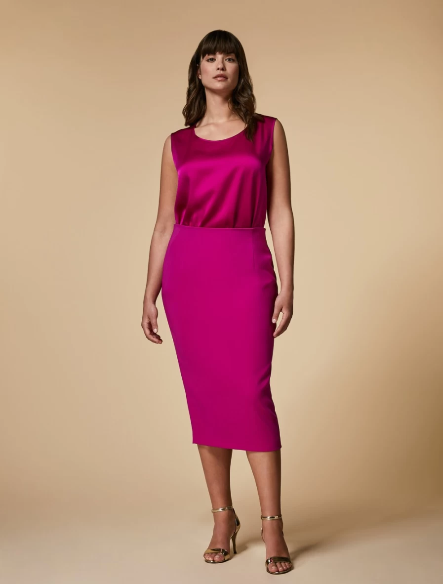 "Marina Rinaldi Women's Fuchsia Triacetate Skirt - Comfortable & Stylish"