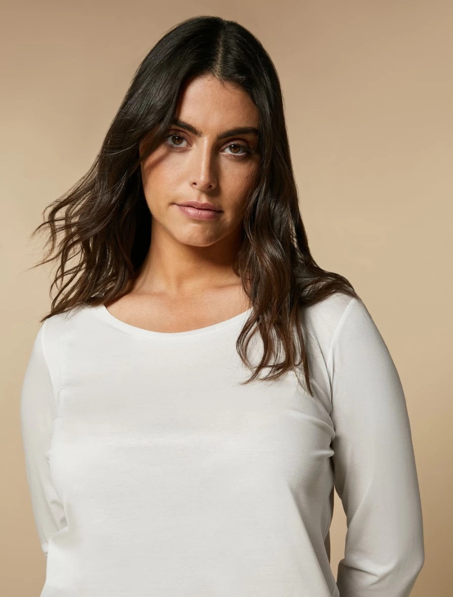 Marina Rinaldi Women's White Jersey T-Shirt - Soft Cotton Classic Fit Top