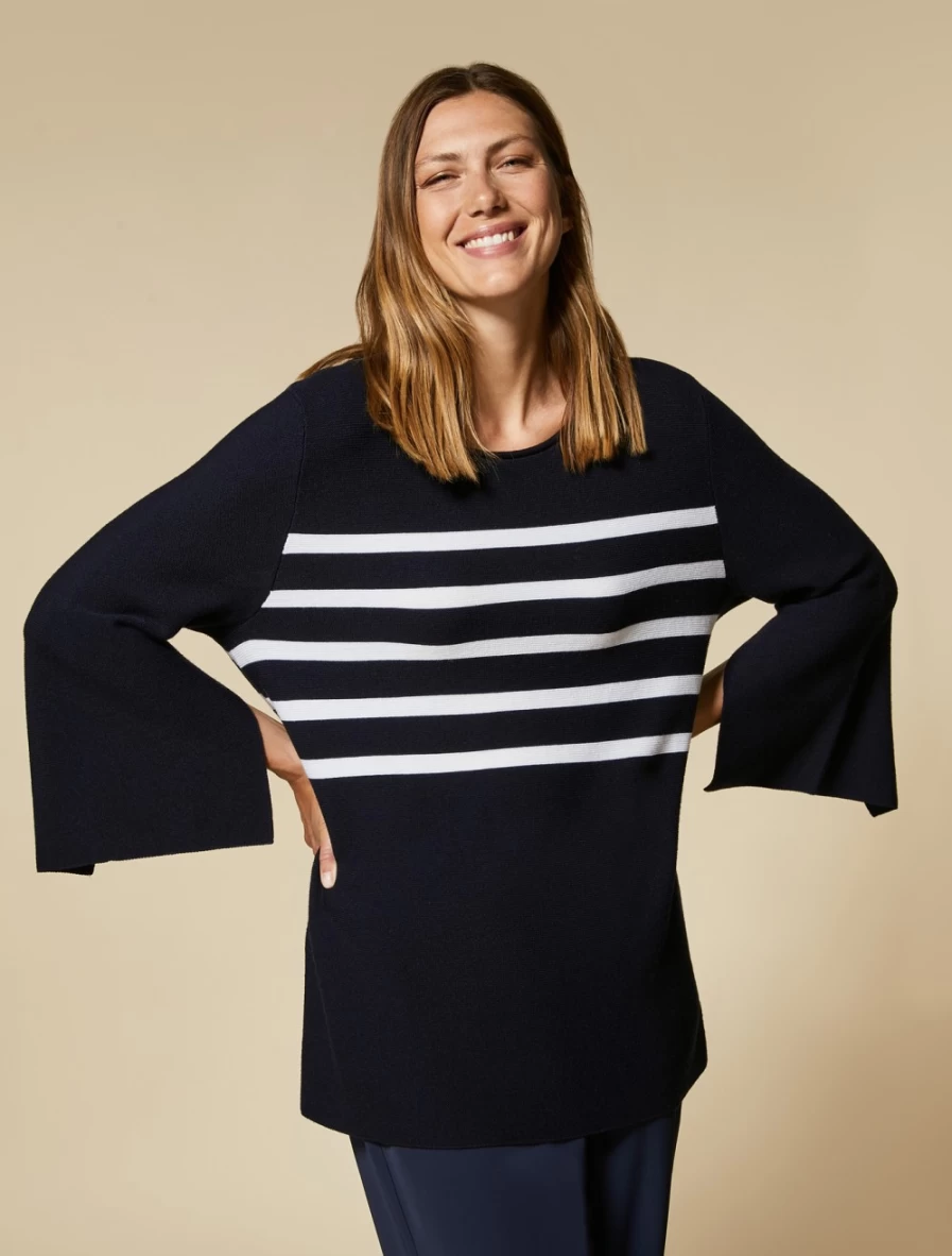 Marina Rinaldi Women's Dark Navy Pure Wool Sweater | Premium Warm Knitwear