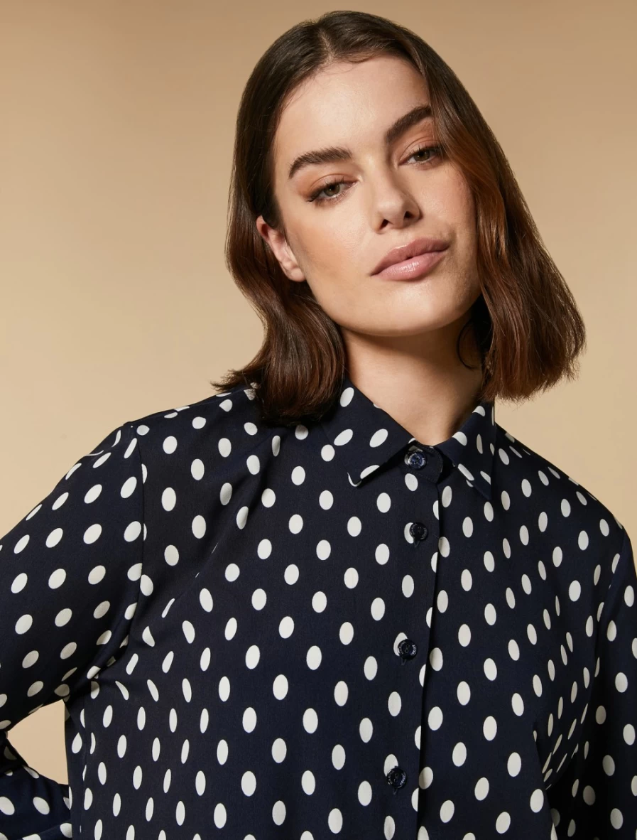 Marina Rinaldi Women's Dark Navy Printed Crepe De Chine Shirt
