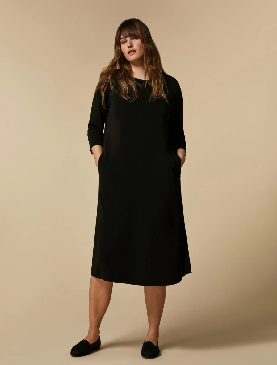 Marina Rinaldi Women's Black Crepe Jersey Dress - Elegant & Comfortable Fit
