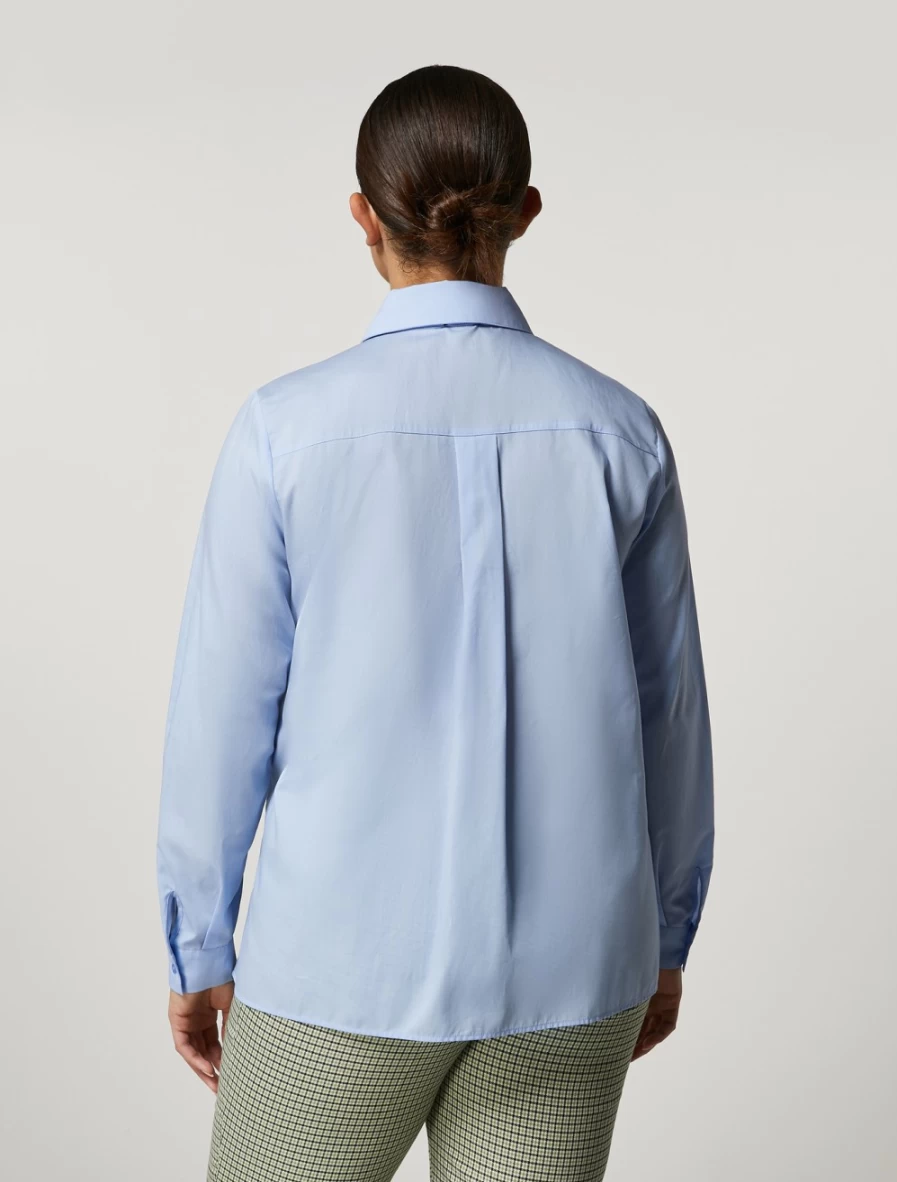 "Marina Rinaldi Women's Ski Blue Cotton Poplin Shirt"