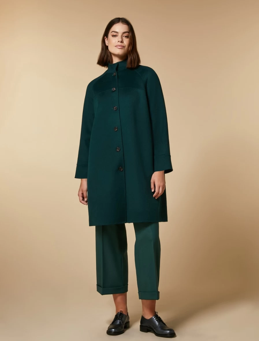 Marina Rinaldi Women's Dark Green Double-Faced Wool Cashmere Coat