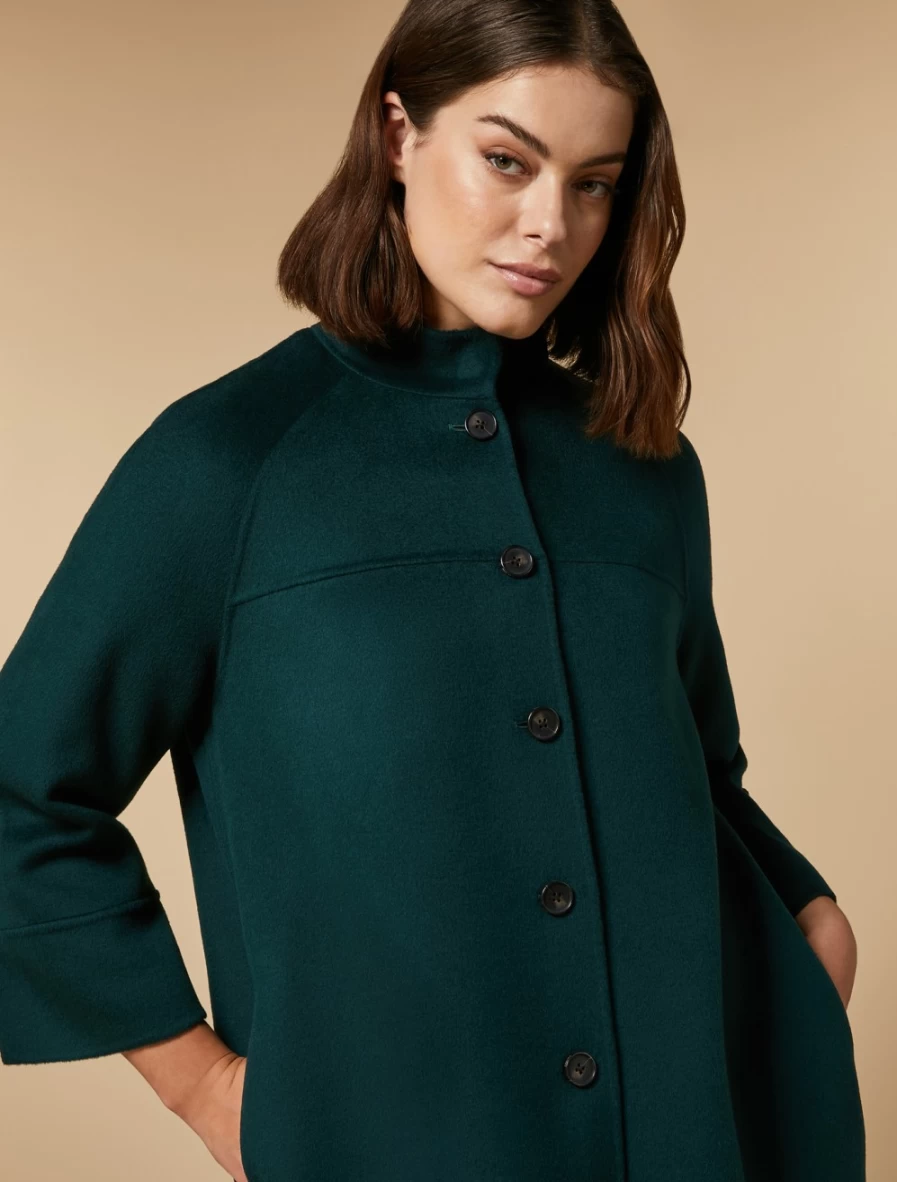 Marina Rinaldi Women's Dark Green Double-Faced Wool Cashmere Coat