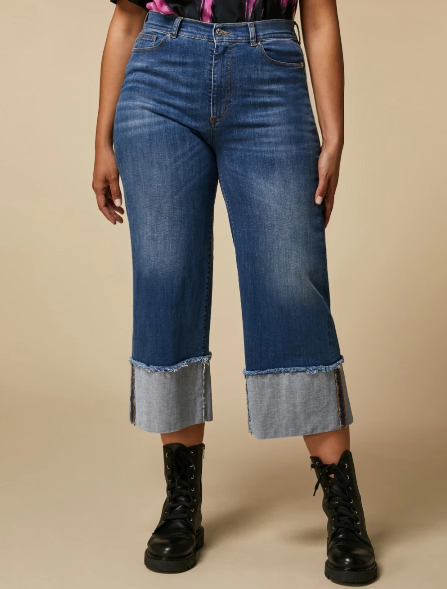 Marina Rinaldi Women's Ski Blue Wide-Leg Stretch Denim Jeans