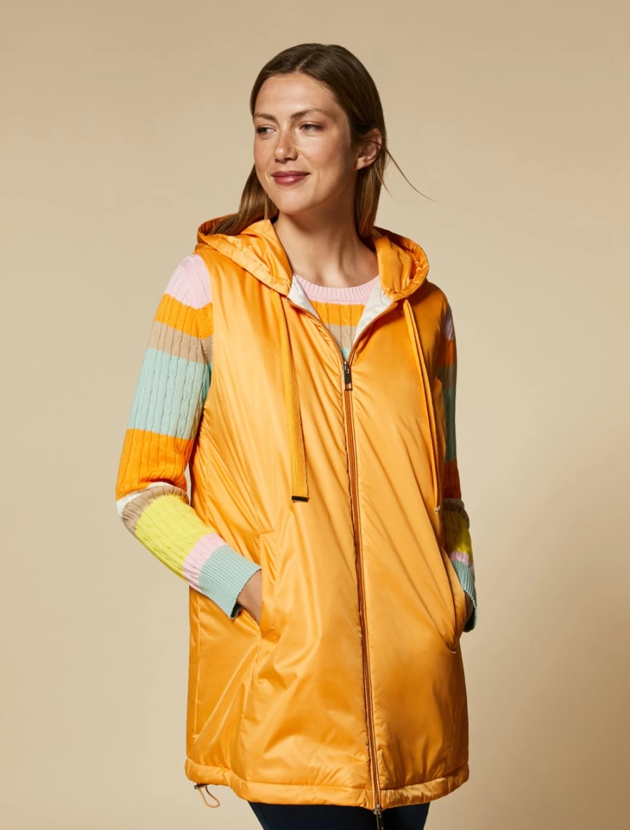Women's Marina Rinaldi Orange Water-Resistant Padded Vest Gilet for Winter Warmth