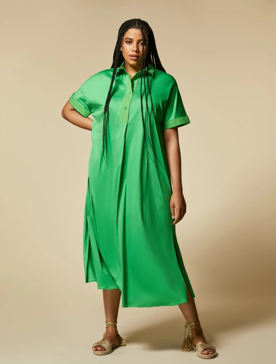Marina Rinaldi Women's Green Poplin Dress - Elegant Jersey Style