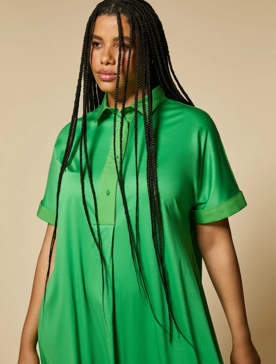 Marina Rinaldi Women's Green Poplin Dress - Elegant Jersey Style