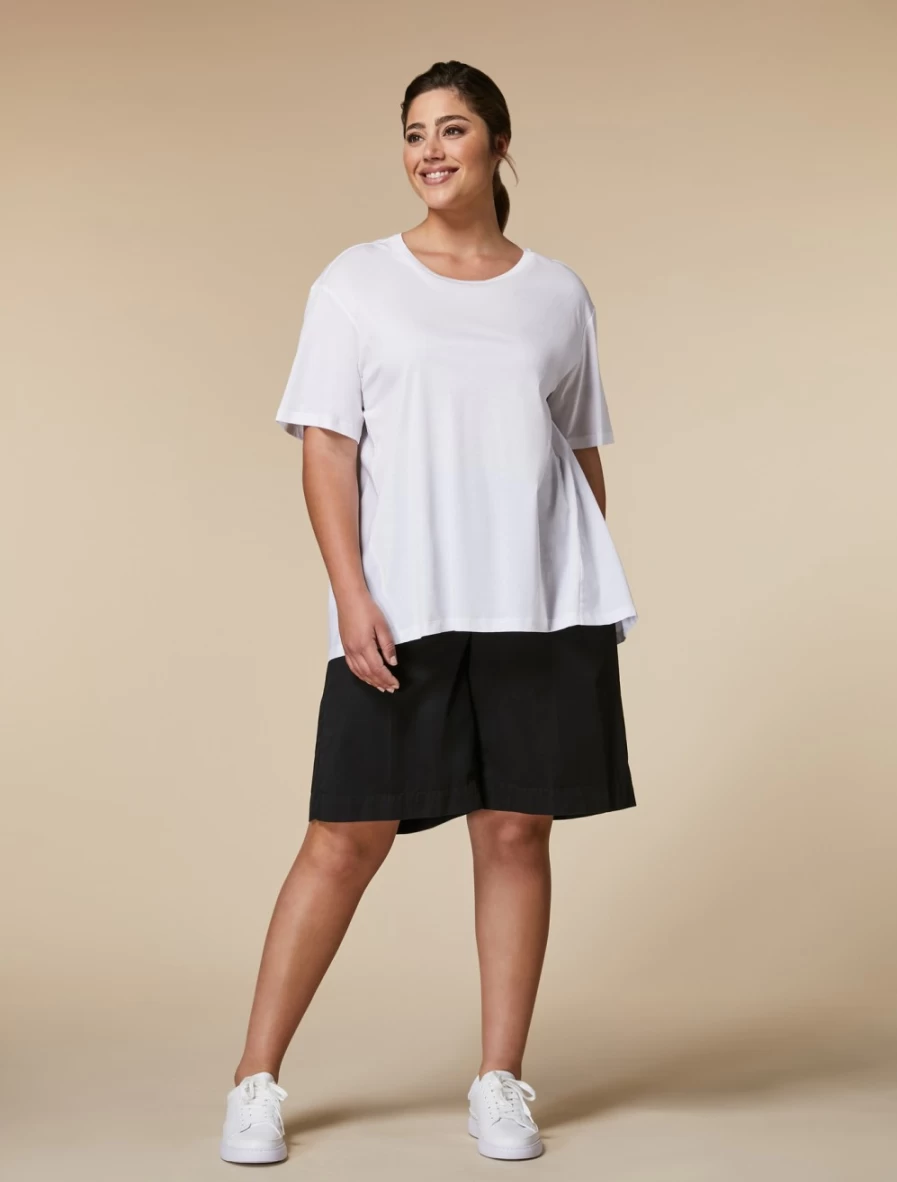 Women's Black Cotton Gabardine Bermuda Shorts by Marina Rinaldi