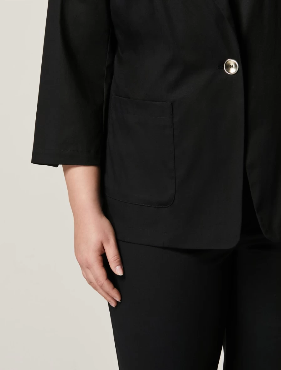 "Marina Rinaldi Women's Black Cotton Gabardine Blazer"