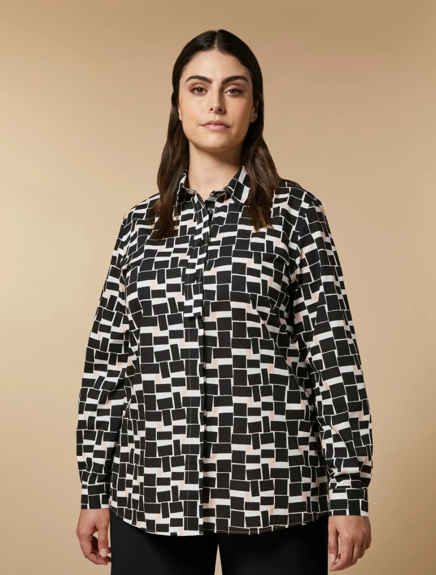 Marina Rinaldi Women's White Printed Poplin Shirt