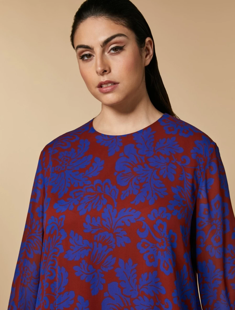 Marina Rinaldi Women's Rust Printed Georgette Dress - Elegant Flowy Style