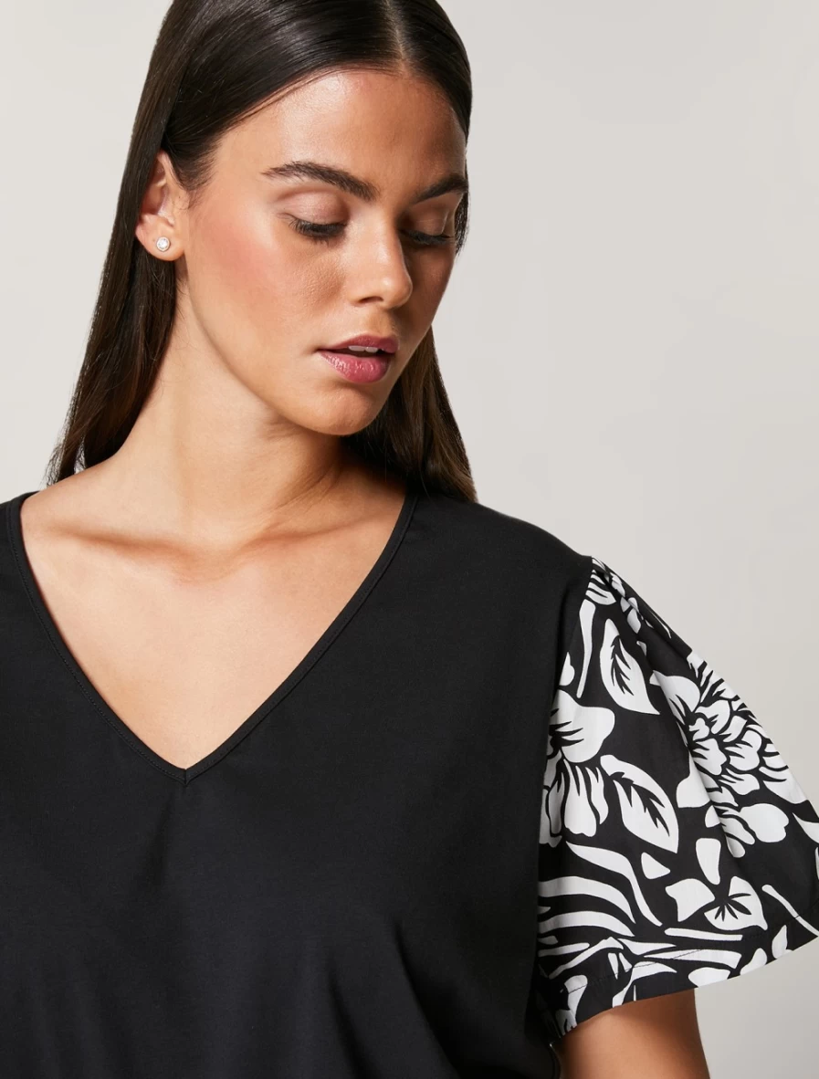 Marina Rinaldi Women's Black Stretch Cotton Jersey T-Shirt - Soft Comfort Fit Top