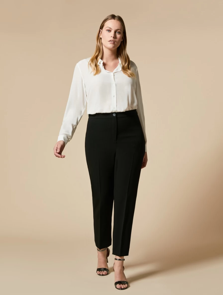 "Marina Rinaldi Women's Black Slim-Fit Triacetate Trousers"