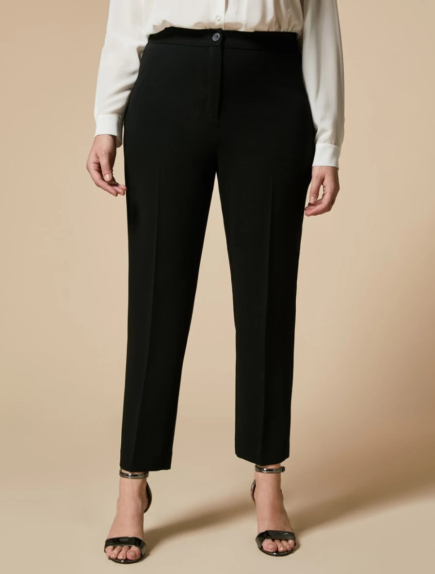 "Marina Rinaldi Women's Black Slim-Fit Triacetate Trousers"