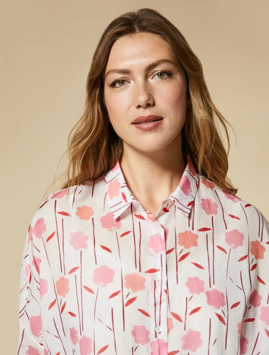 Marina Rinaldi Women's White Printed Cotton Shirt