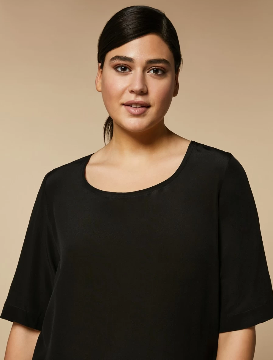 Marina Rinaldi Women's Black Silk Crêpe De Chine Blouse
