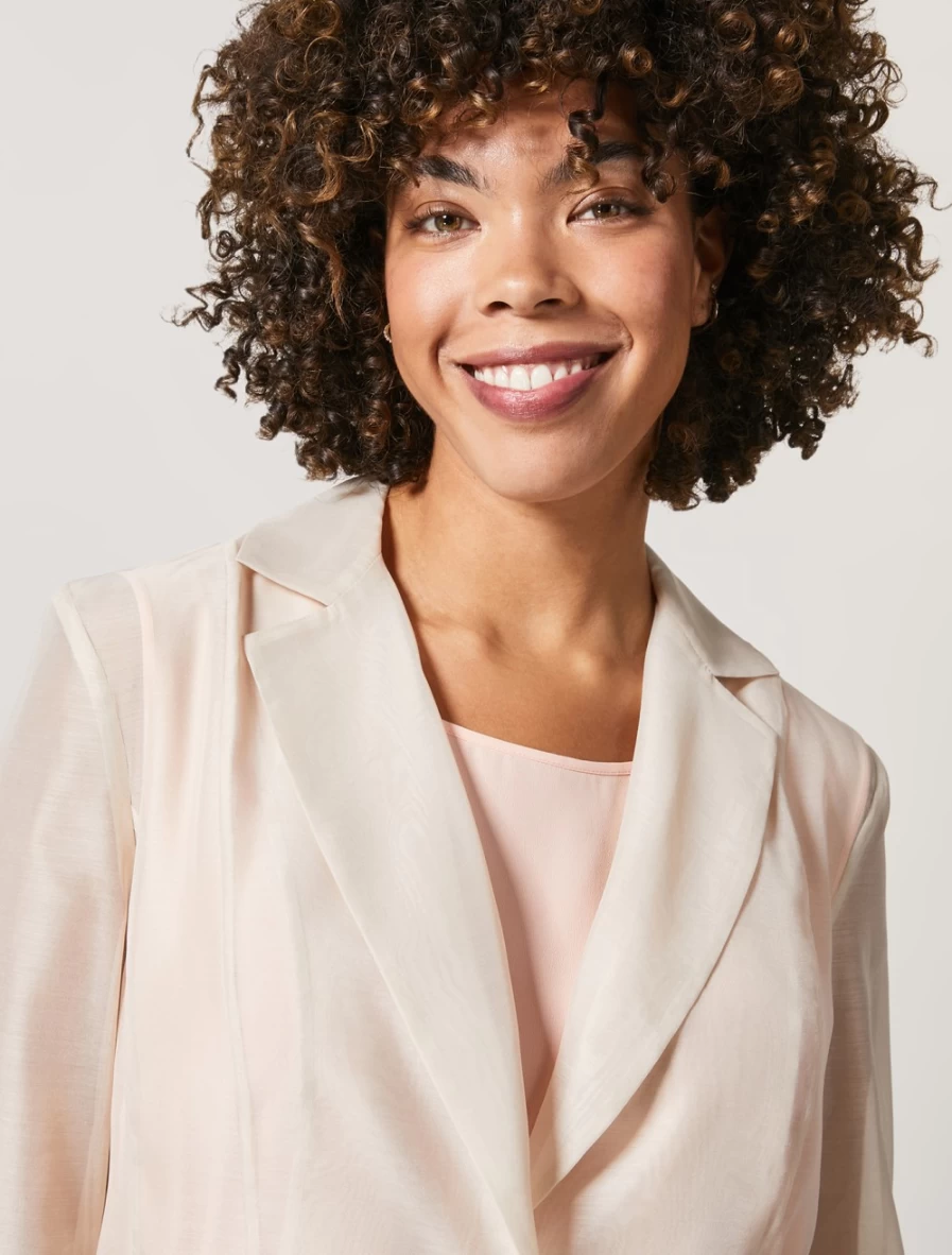 "Marina Rinaldi Women's Sand Organza Blazer | Elegant Formal Jacket"