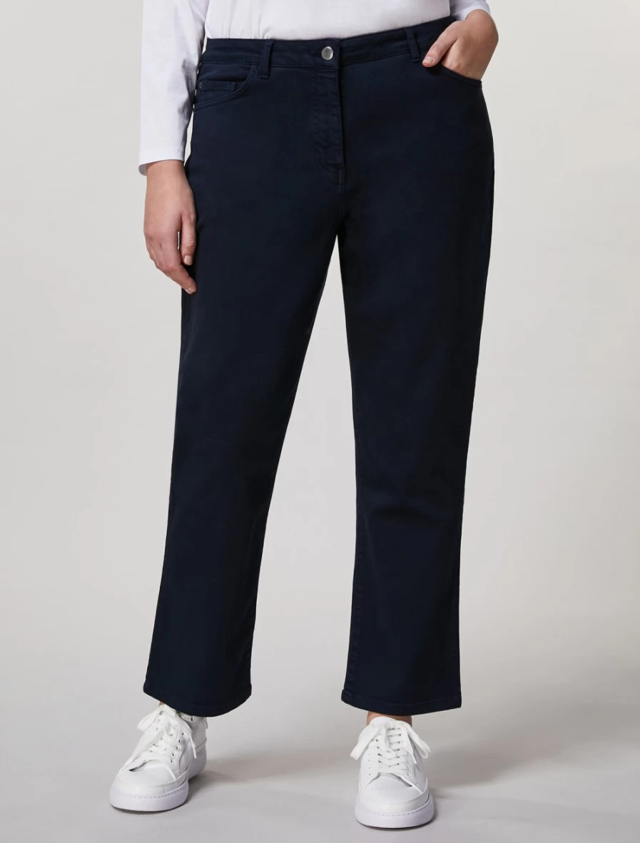 Marina Rinaldi Women's Dark Navy Garment-Dyed Trousers
