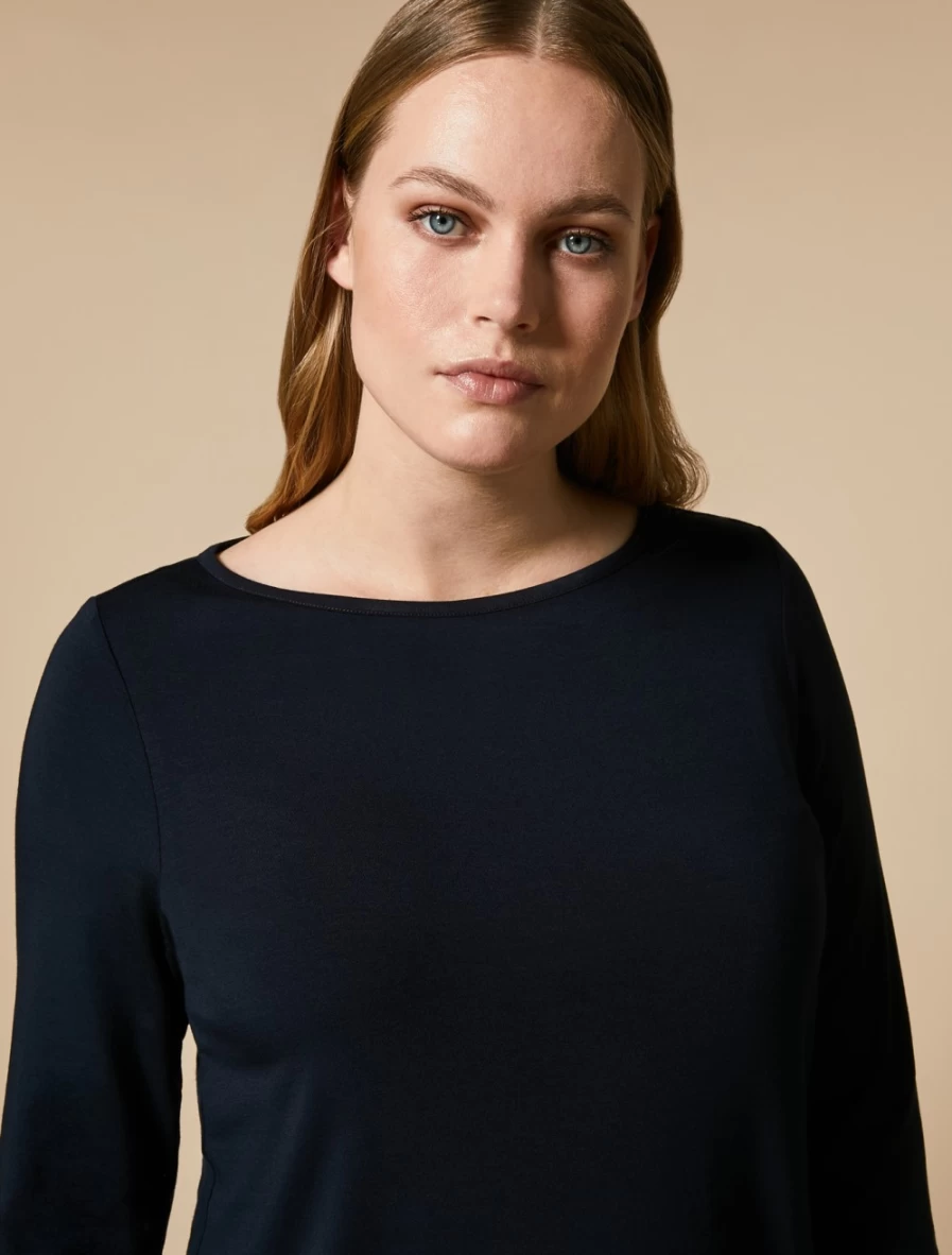 Marina Rinaldi Women's Dark Navy Yarn-Dyed Jersey T-Shirt