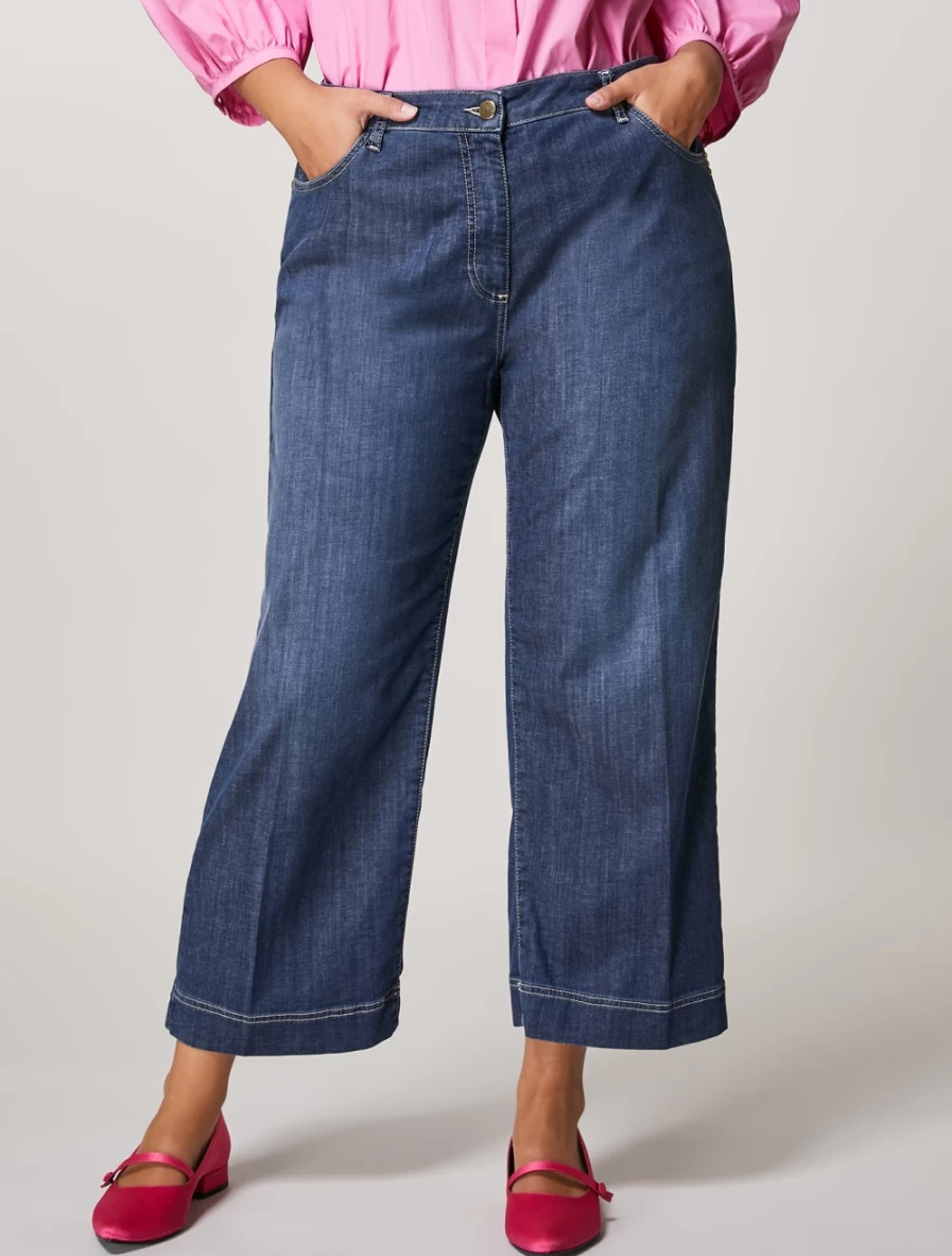 Marina Rinaldi Women's Lightweight Dark Navy Cropped Denim Jeans
