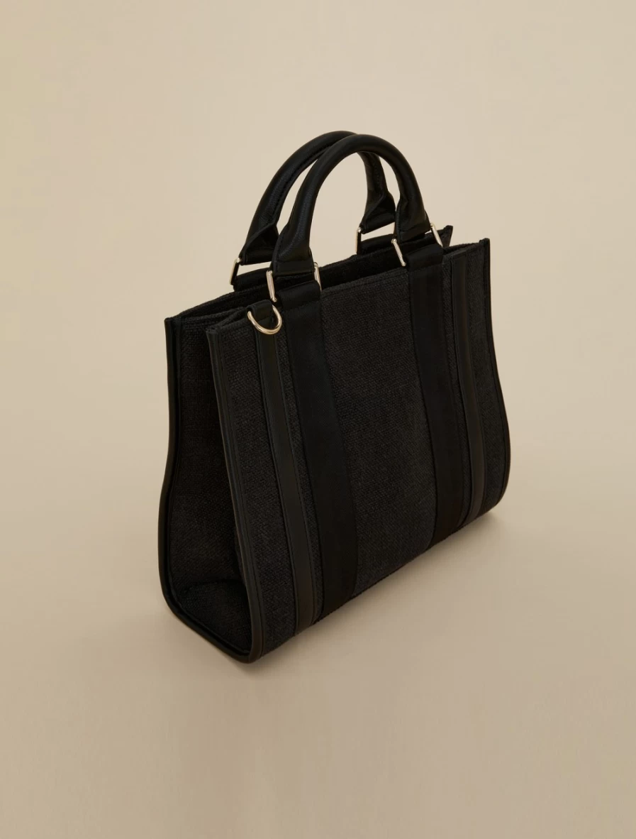 Marina Rinaldi Women's Black Canvas Shopping Tote Bag