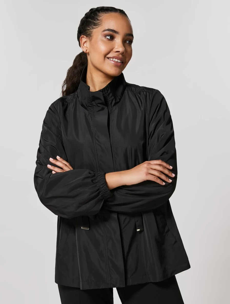 Marina Rinaldi Women's Black Micro Ottoman Raincoat - Lightweight Waterproof Jacket