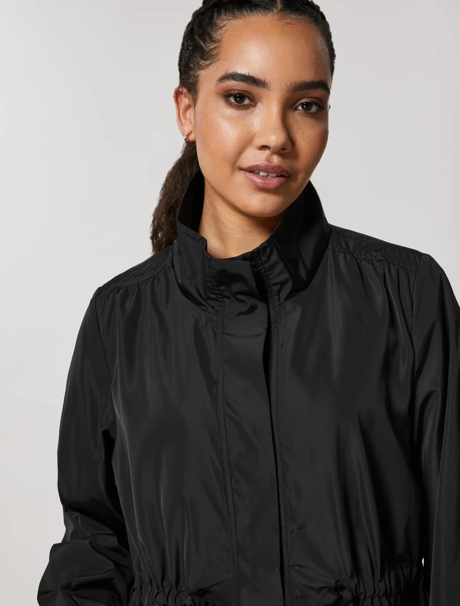 Marina Rinaldi Women's Black Micro Ottoman Raincoat - Lightweight Waterproof Jacket