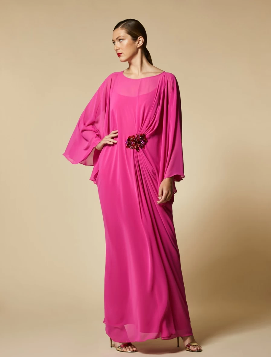 Marina Rinaldi Women's Fuchsia Embroidered Crepe Georgette Dress