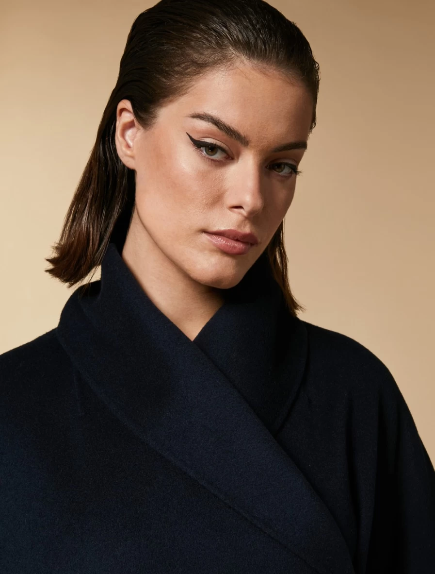 Marina Rinaldi Women's Dark Navy Double-Faced Wool-Blend Coat