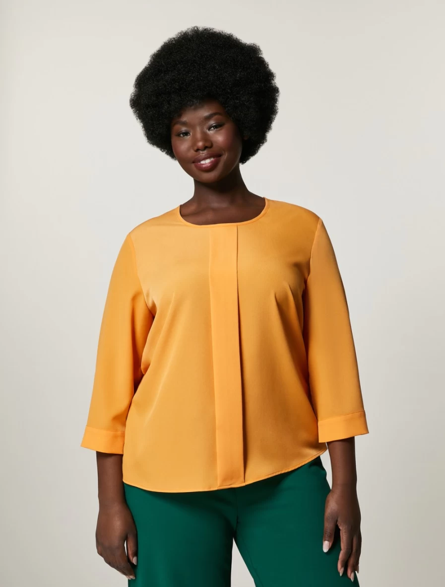 Marina Rinaldi Women's Orange Crepe De Chine Blouse | Lightweight Elegant Top