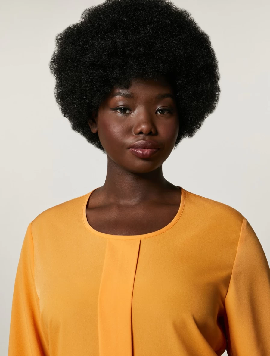 Marina Rinaldi Women's Orange Crepe De Chine Blouse | Lightweight Elegant Top