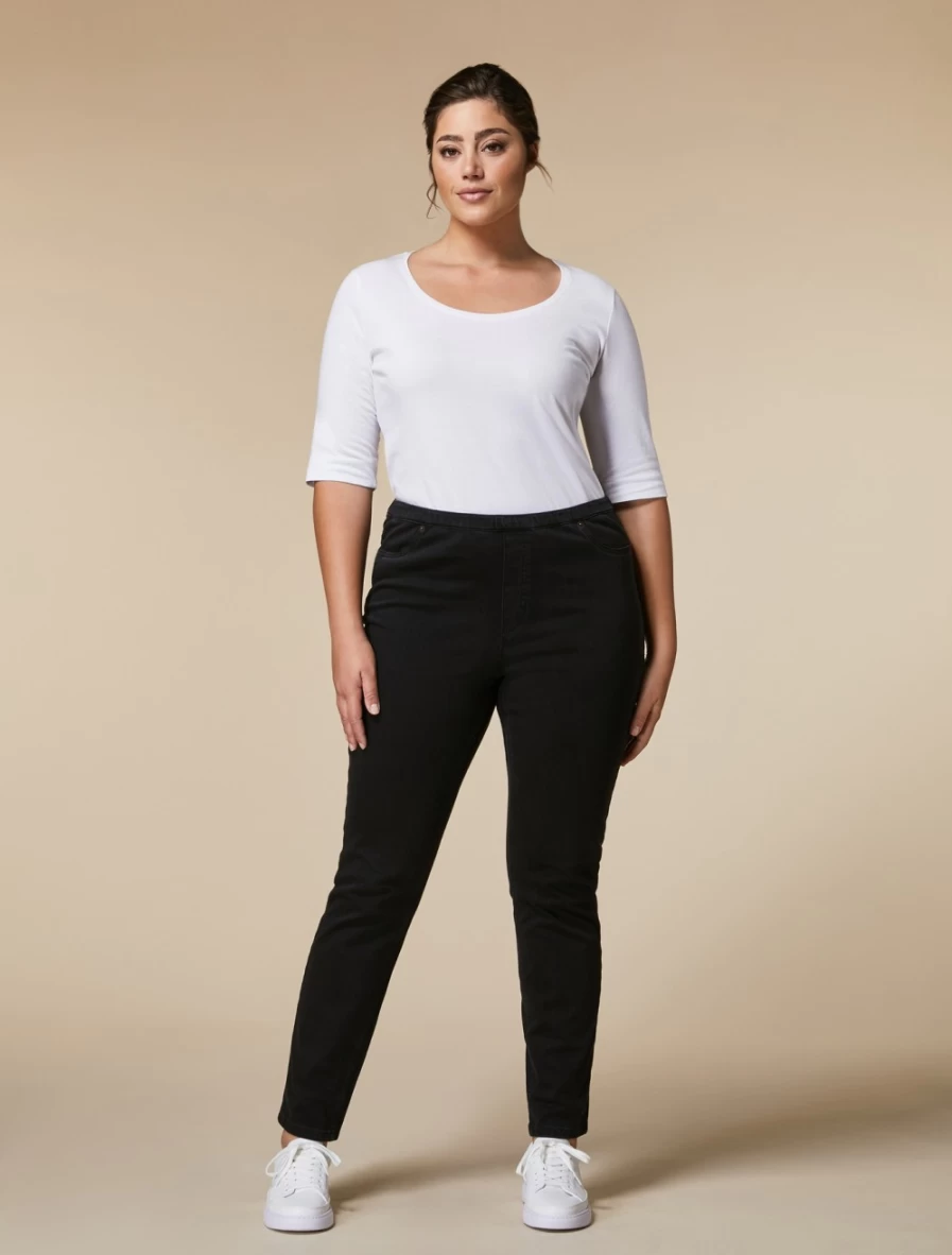 Marina Rinaldi Women's Black Denim Leggings - Slim Fit Stretch Jeans