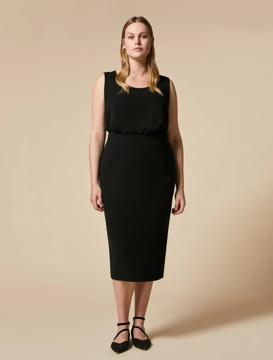 Marina Rinaldi Women's Black Triacetate Pencil Skirt - Elegant Office Wear