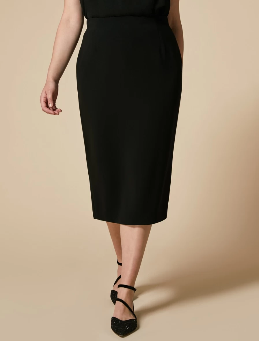 Marina Rinaldi Women's Black Triacetate Pencil Skirt - Elegant Office Wear