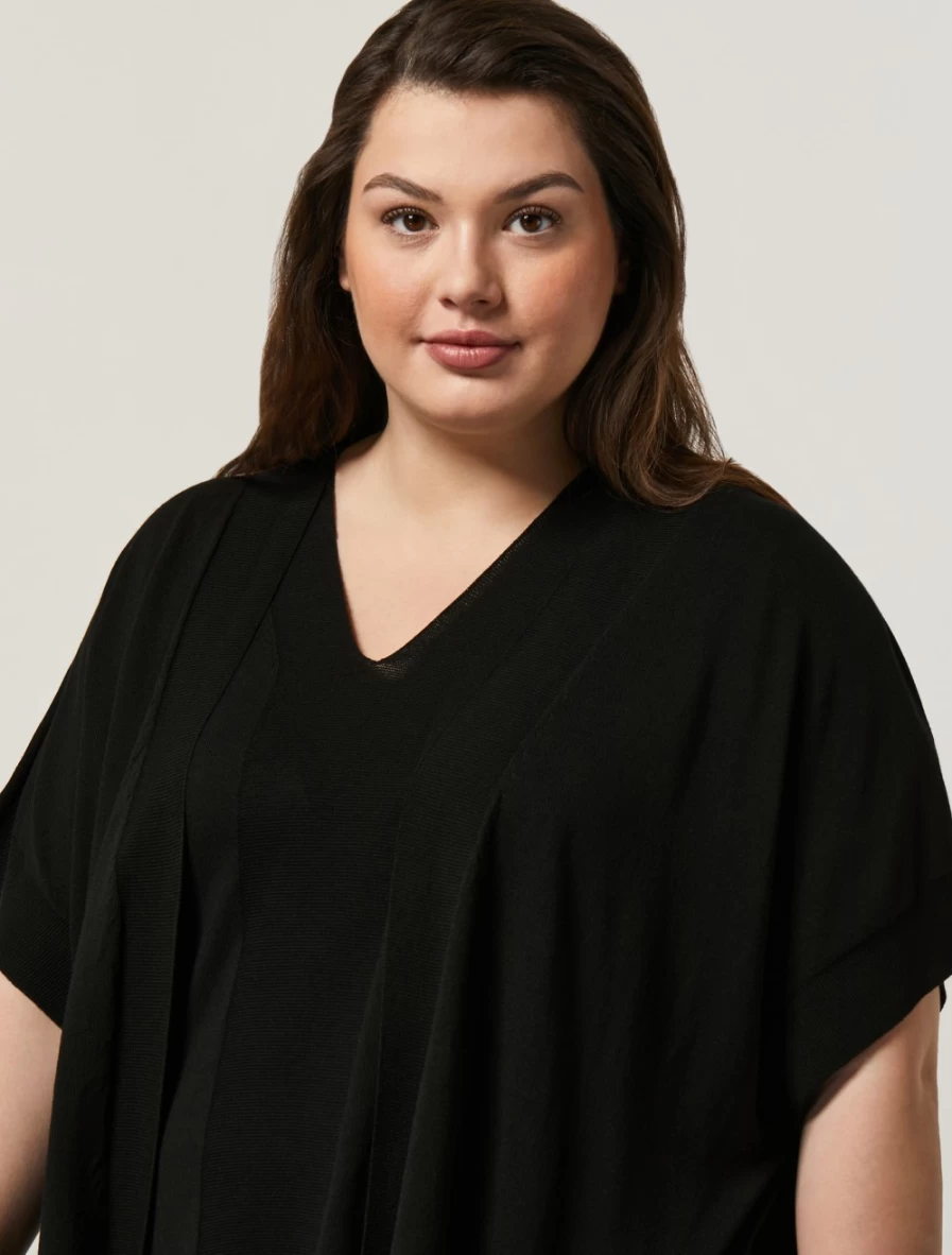 Marina Rinaldi Women's Black Viscose Crepe Cardigan