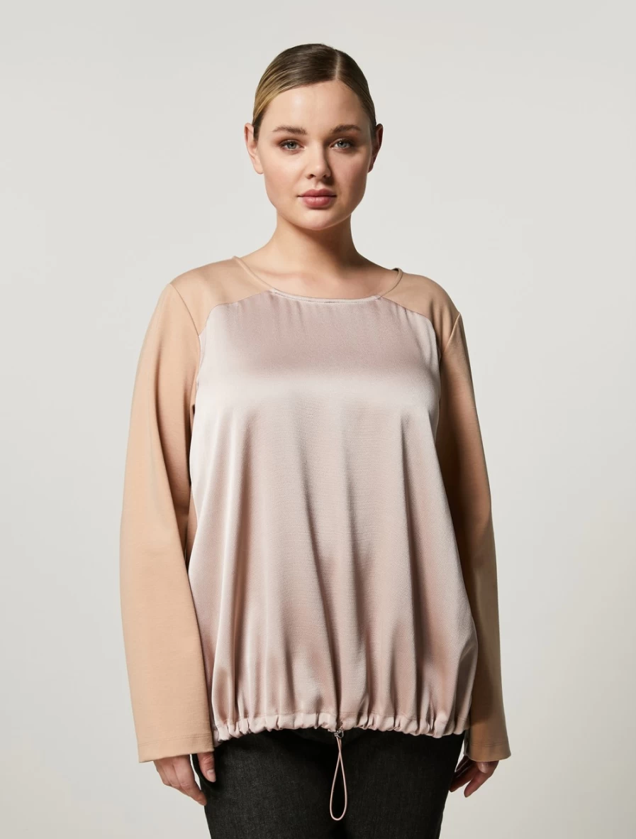 Marina Rinaldi Women's Pink Milano-Knit Satin Sweatshirt - Soft Fabric Comfort Fit