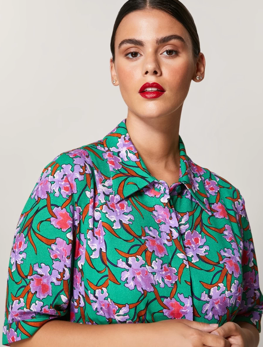 Marina Rinaldi Women's Dark Green Viscose Sable Shirt Dress
