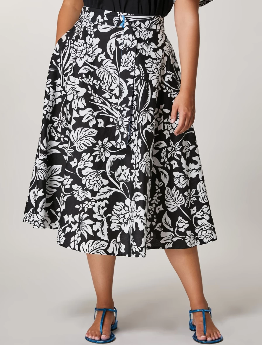 "Marina Rinaldi Women's Black Cotton Skirt"