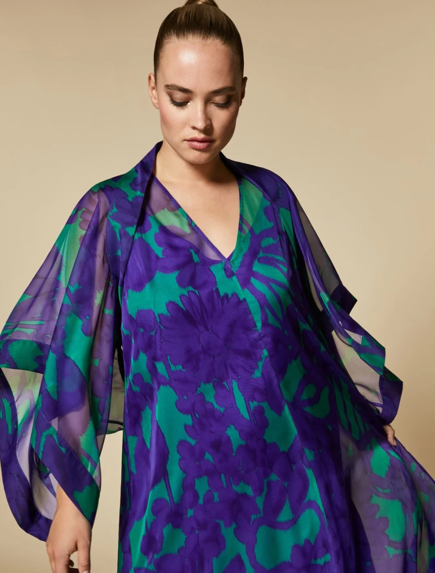 "Marina Rinaldi Women's Green Printed Chiffon Shrug"