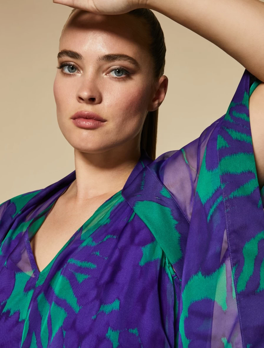"Marina Rinaldi Women's Green Printed Chiffon Shrug"