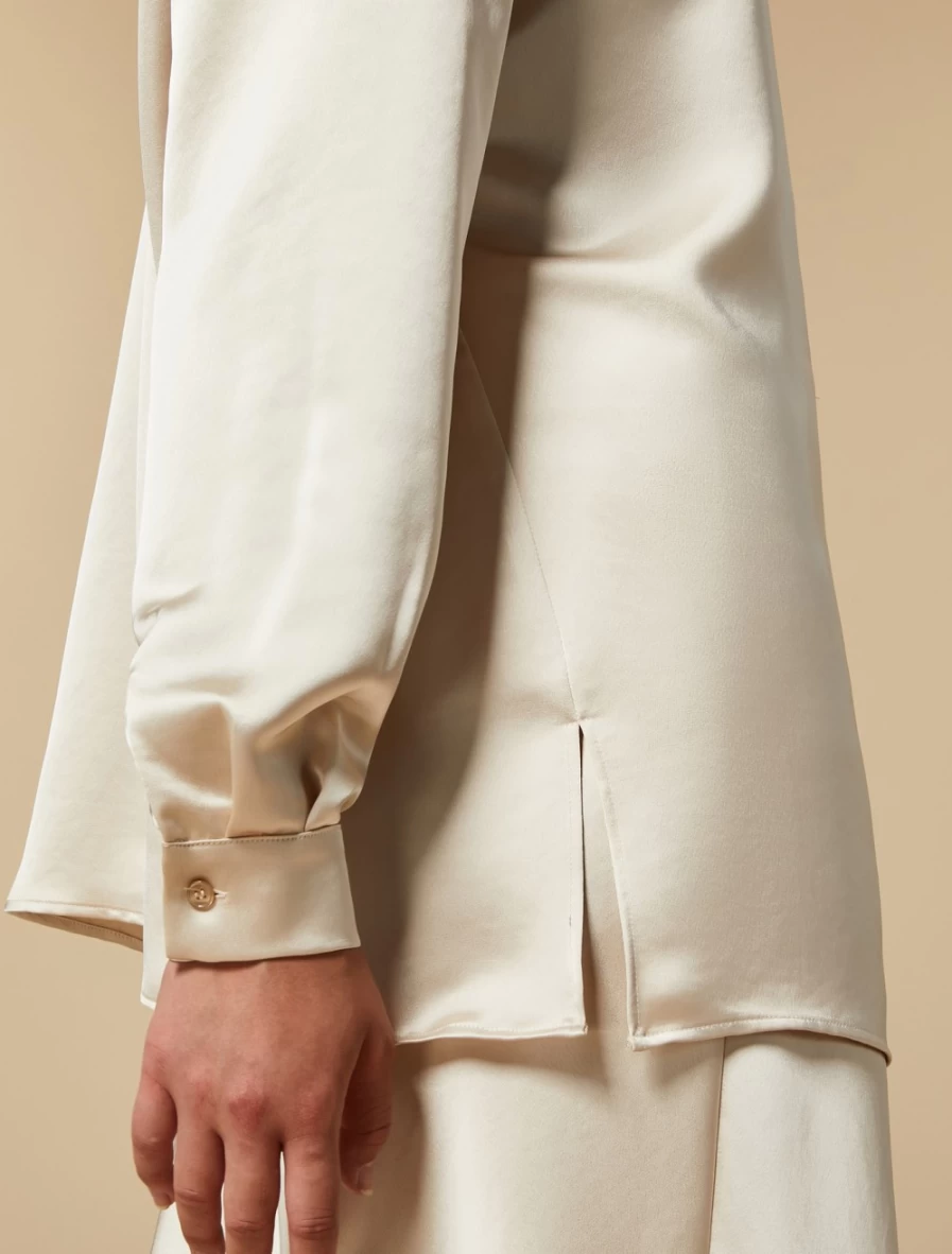 "Marina Rinaldi Women's White Satin Shirt – Elegant Blouse for Women"
