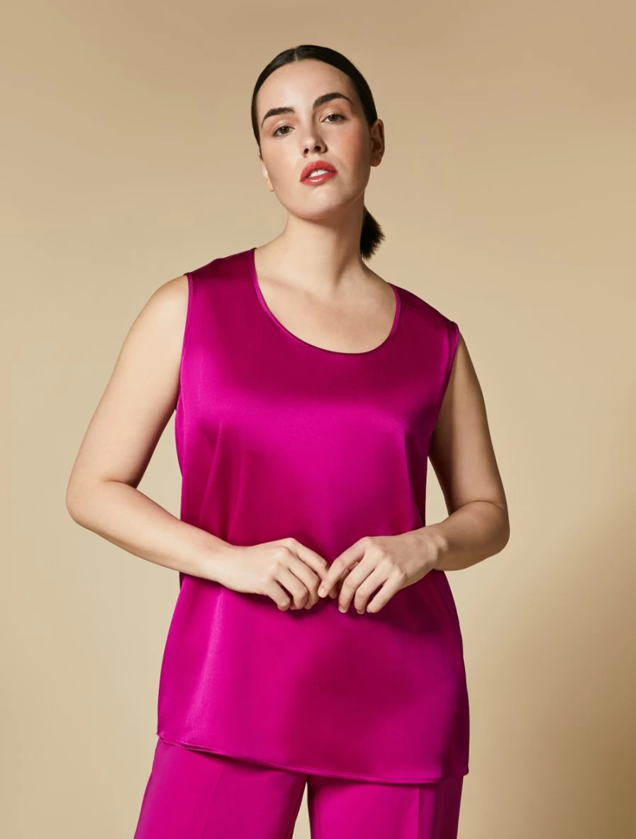 Marina Rinaldi Women's Fuchsia Frisottino Top