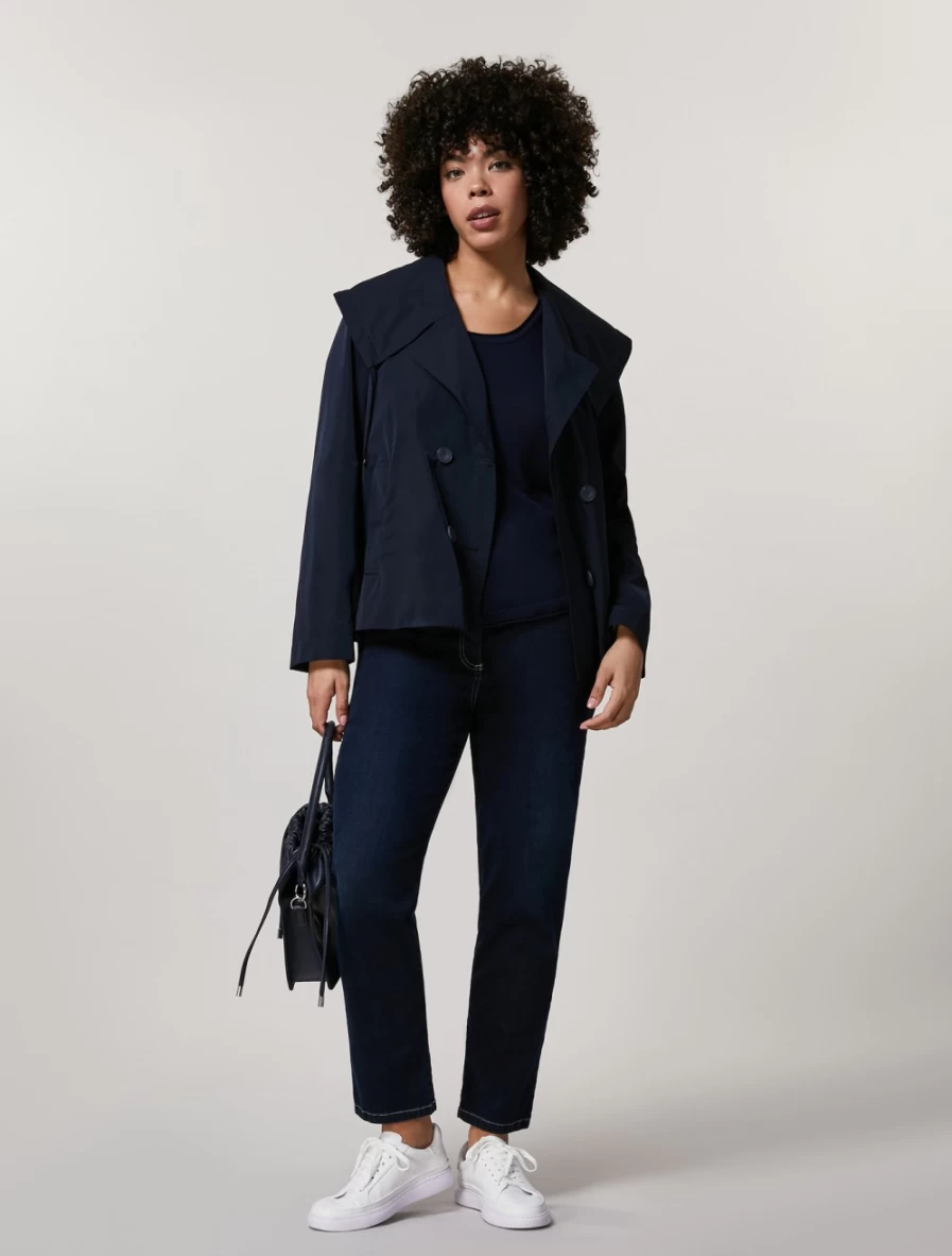 Marina Rinaldi Women's Dark Navy Slim-Fit Viscose Crepe Sweater