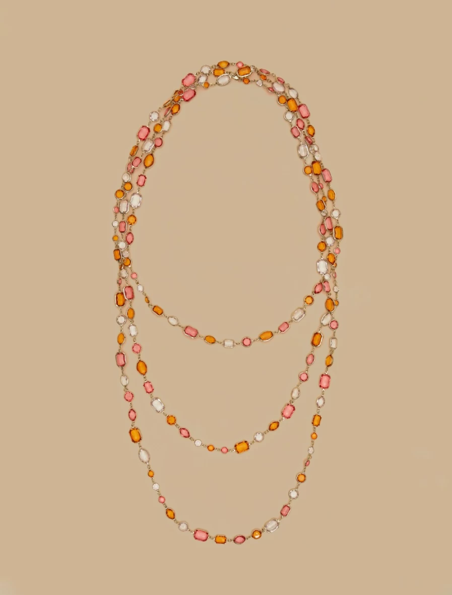 Marina Rinaldi Fuchsia Chaton Necklace for Women - Elegant Pink Gemstone Pendant