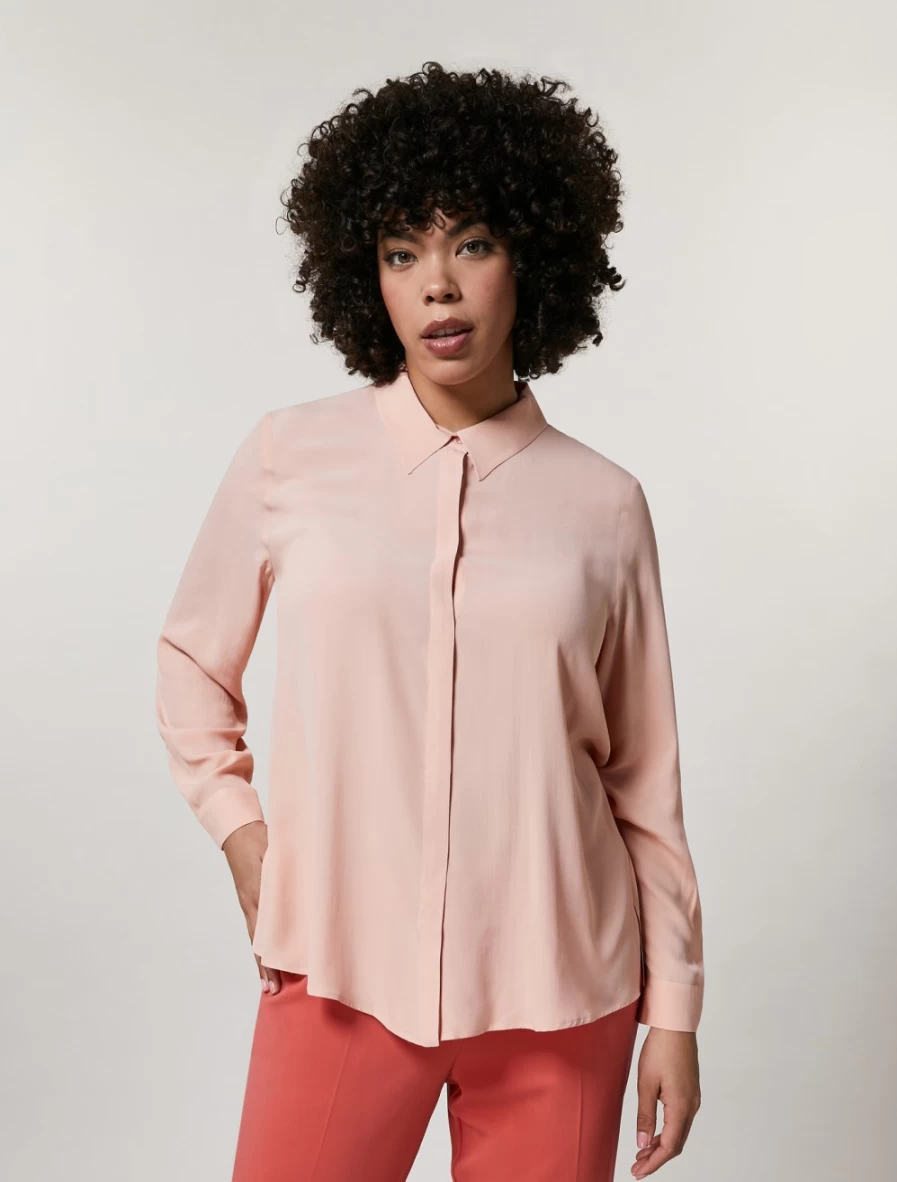 "Marina Rinaldi Women's Orange Silk-Blend Shirt"