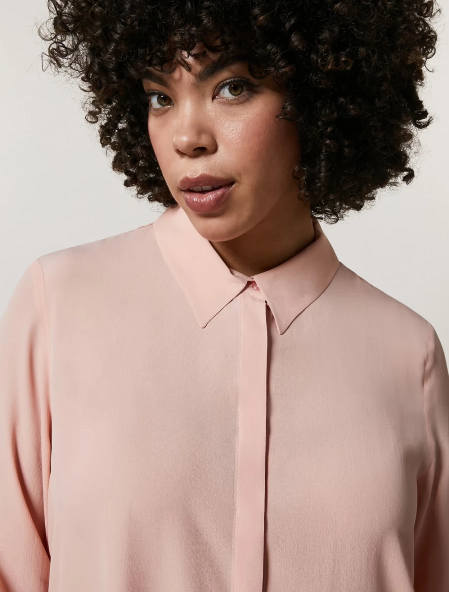 "Marina Rinaldi Women's Orange Silk-Blend Shirt"
