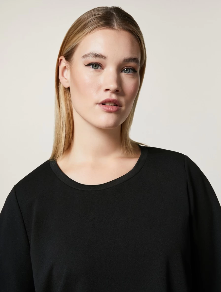 Marina Rinaldi Women's Black Scuba Jersey Crepe Sweatshirt