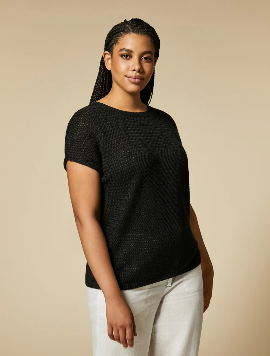 "Marina Rinaldi Women's Black Linen Sweater"